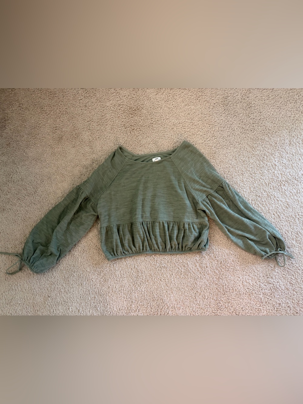 aerie Olive Green Peplum Knit Top